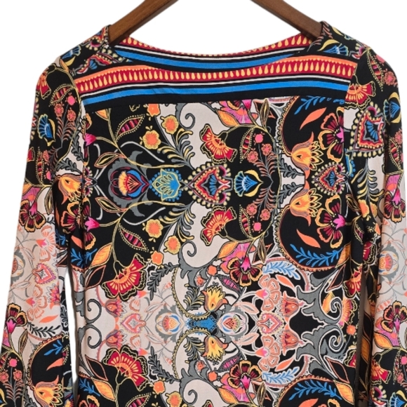 ECI New York Women Paisley Sheath Dress Bell Sleeves Multicolor XS - Picture 3 of 11